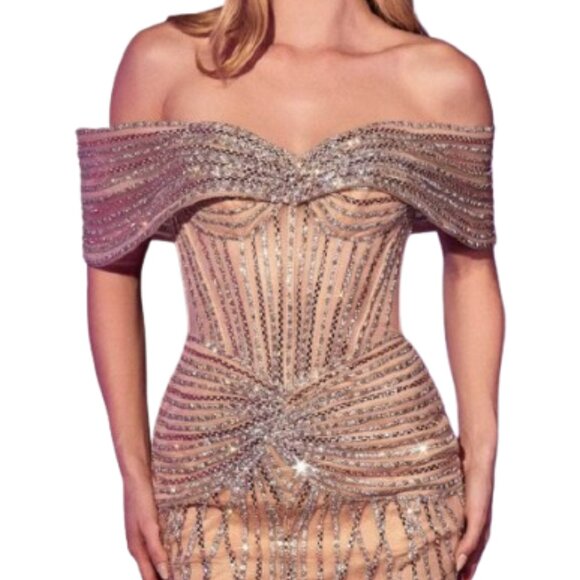NWT Ladivine CD785 Tulle/Crinoline Prom Dress Gold Size 10 - Picture 1 of 7